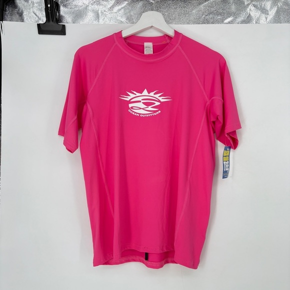 Ocean Outfitters Hot Pink Rash Guard Tee Short Sleeve‎ Top Women's Small 100% UV - Picture 1 of 9